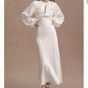 Significant Other Demi Long Sleeve Open-Back Midi Dress